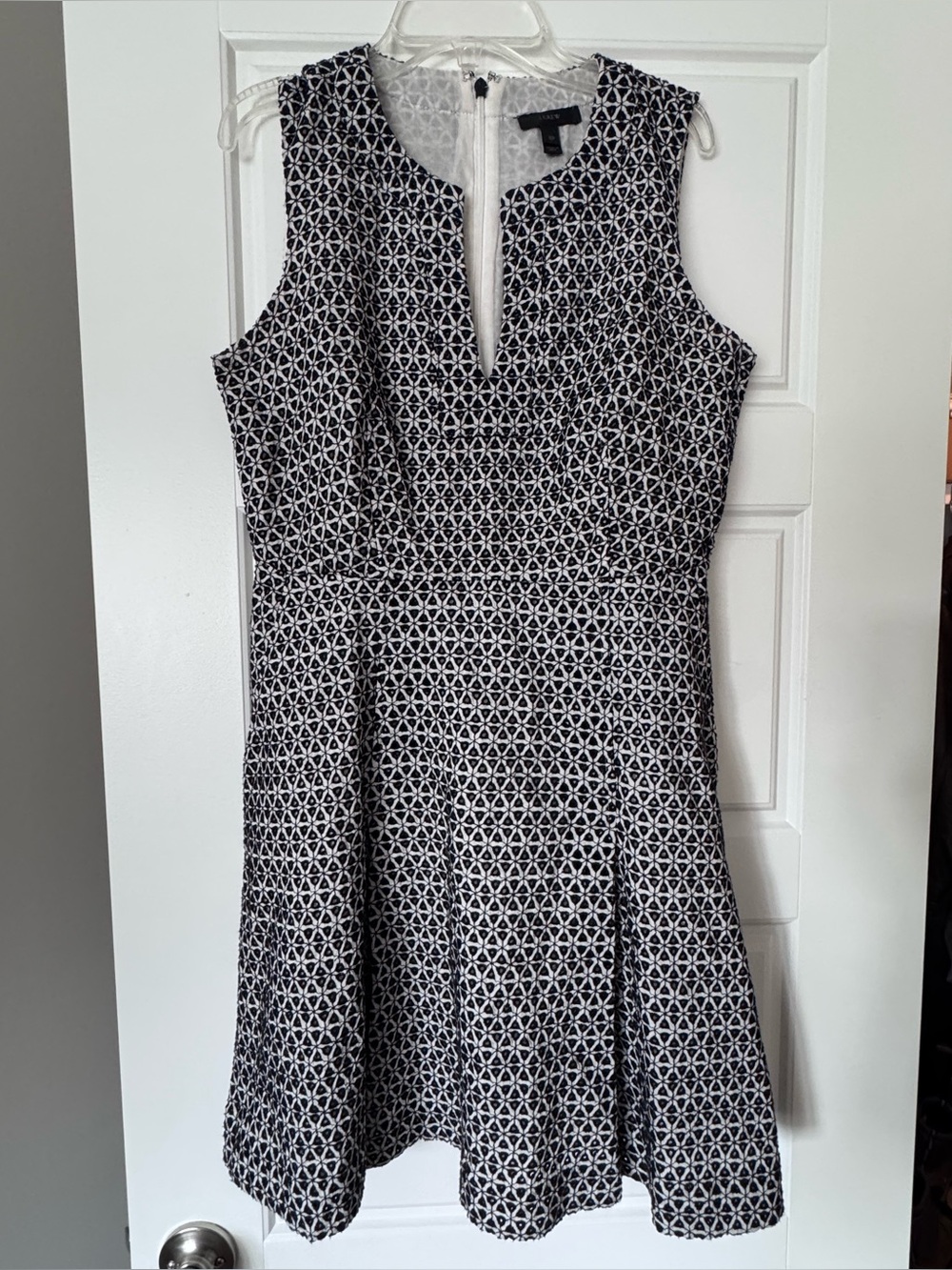 J. Crew Black & White Sleeveless Fit-and-Flare Dress - Size 10P